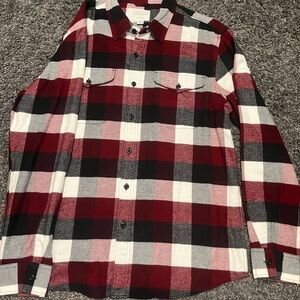 Black White and Red Button Up Flannel